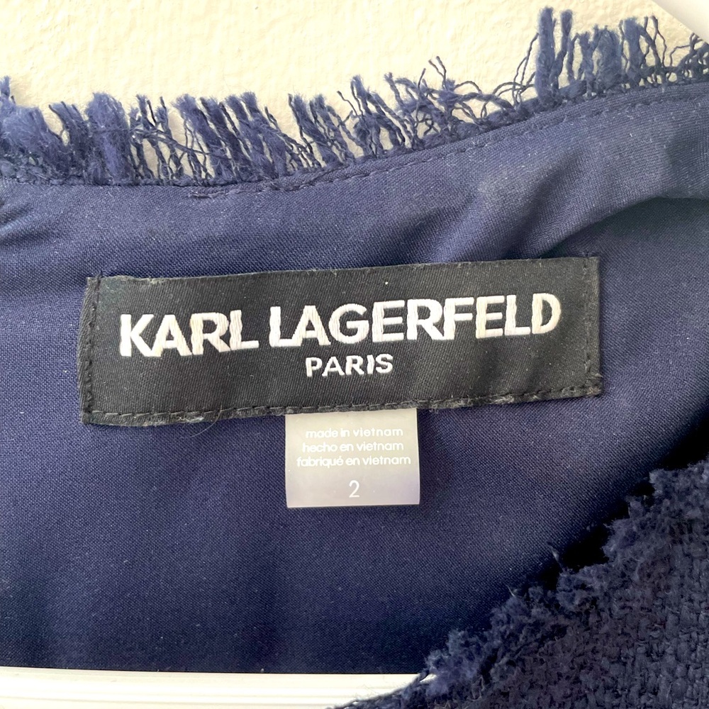 Karl Lagerfeld Navy Tweed Dress Size 2 - Picture 3 of 3